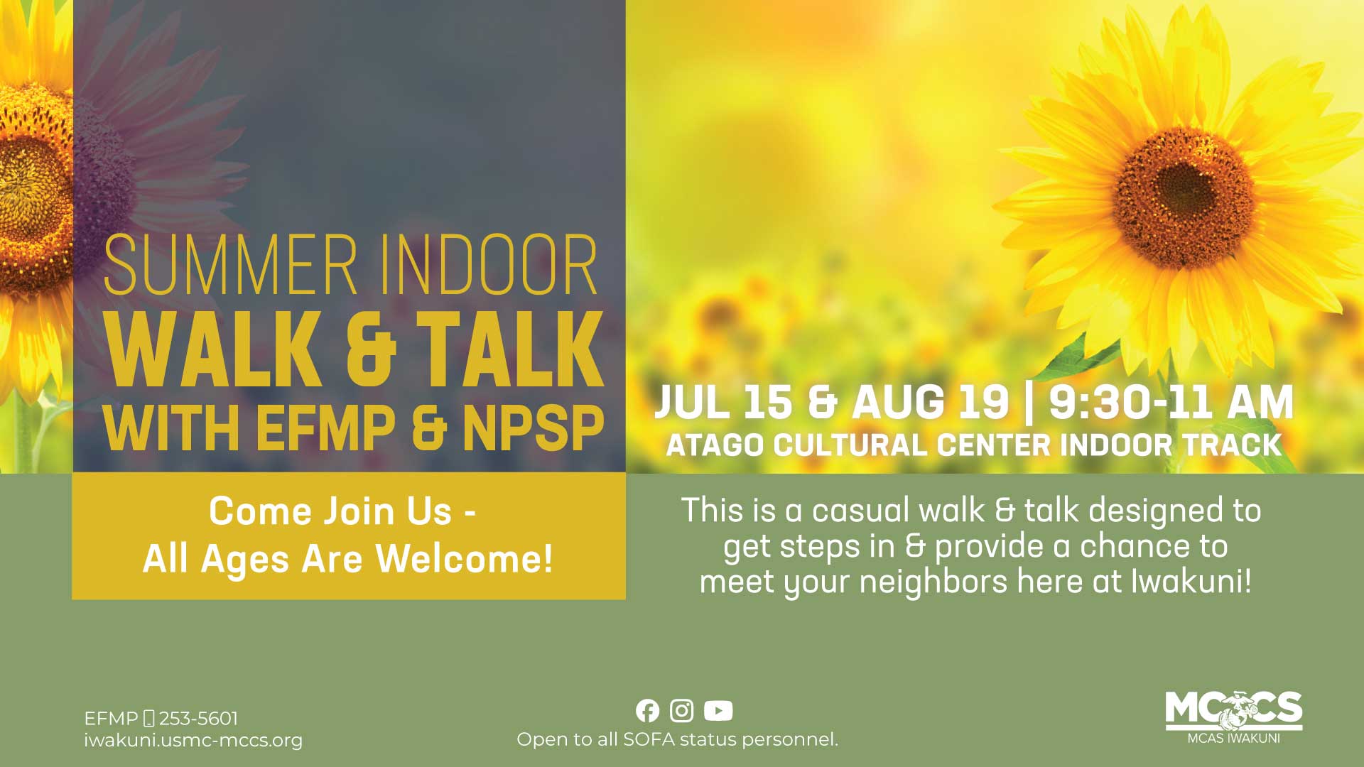 Summer Indoor Walk & Talk with EFMP & NPSP